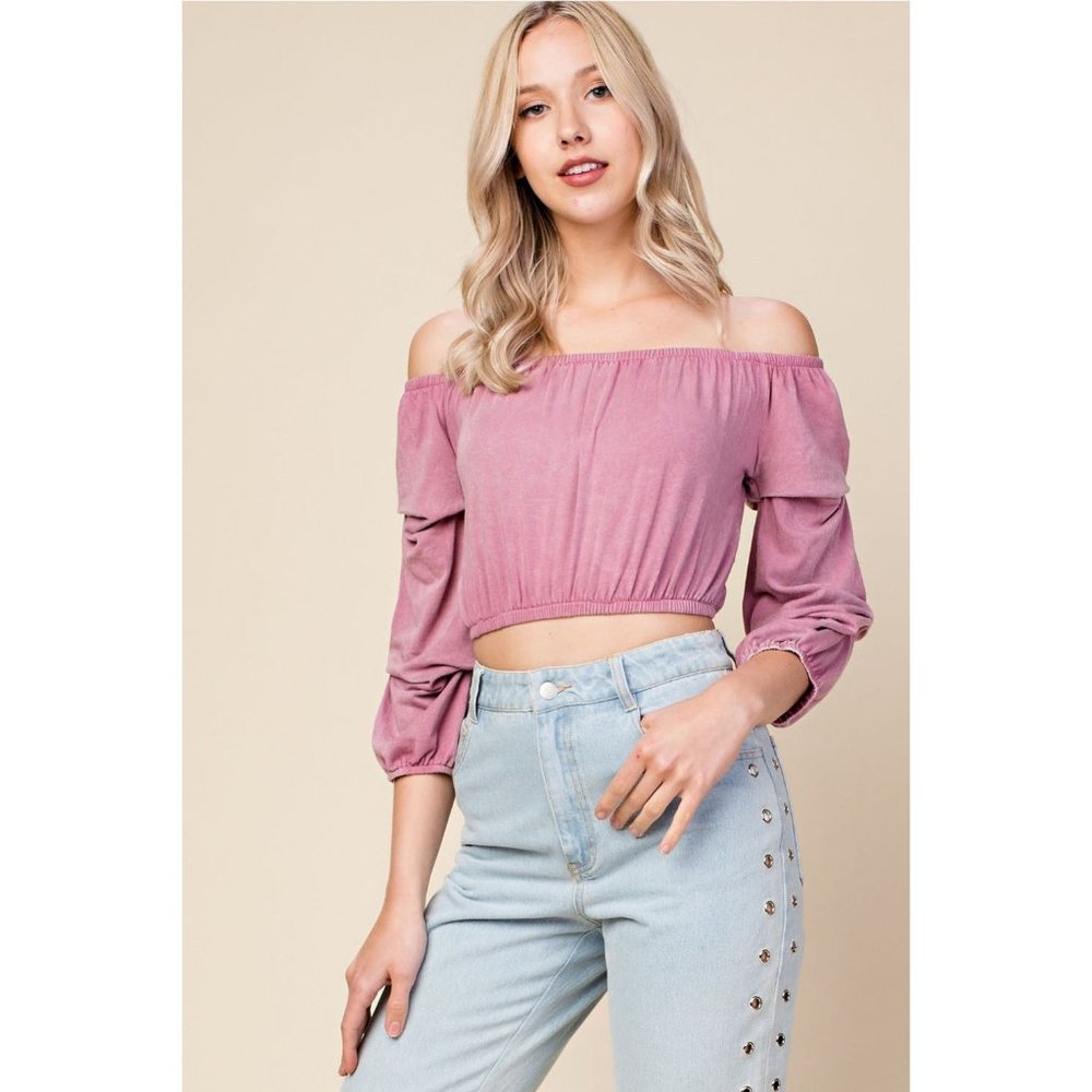 Honey Punch Crop Top, Mauve - Picture 1 of 4